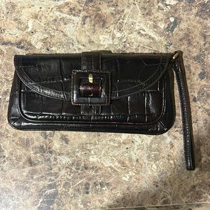 Ann Taylor | Chocolate Brown Embossed Wristlet